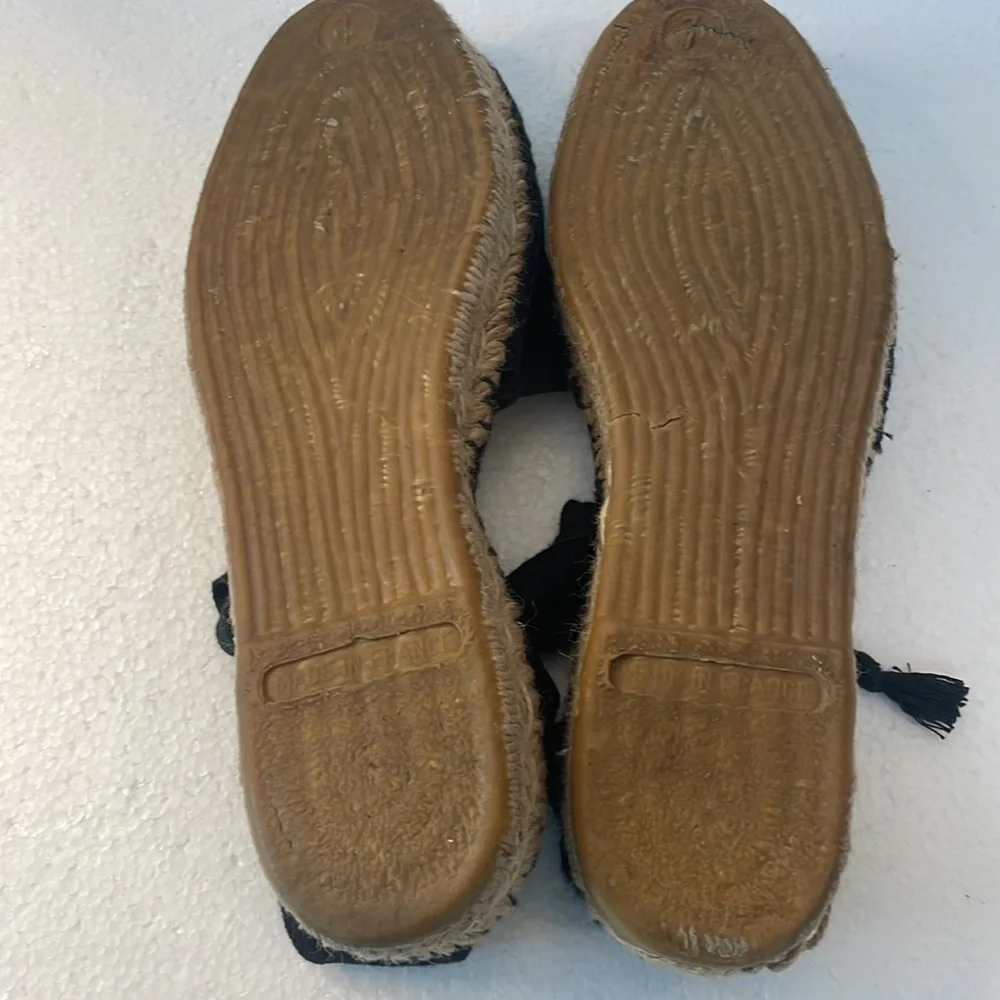 J Crew espadrilles sandals tie up wrap flats preppy black women’s size 7